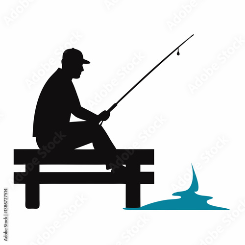 silhouette of a fisherman