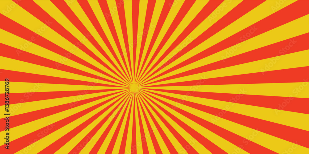 Fototapeta premium Yellow sun abstract, rays shine from a bright center.