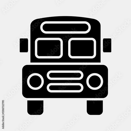 Icon school bus. School and education elements. Icons in glyph style. Good for prints, posters, logo, advertisement, infographics, etc.