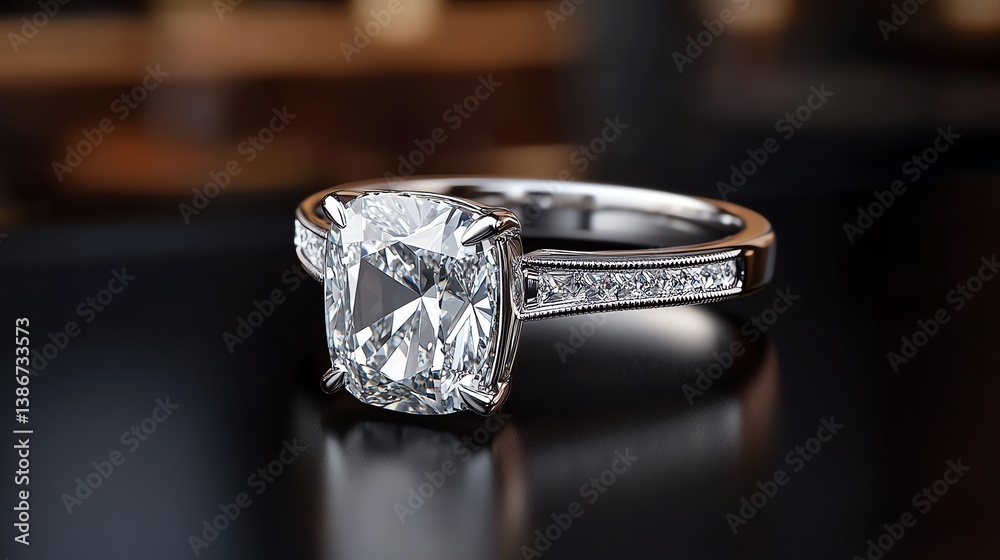 Art Decoinspired engagement ring with bold geometric patterns and a radiant center stone Art Decoinspired engagement ring with bold geometric patterns and a radiant center stone