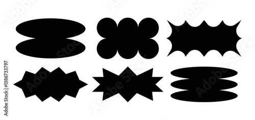 Set of frames, figures, forms in the style of brutalism, retro, y2k