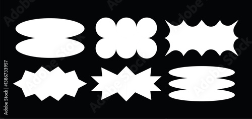 Set of frames, figures, forms in the style of brutalism, retro, y2k