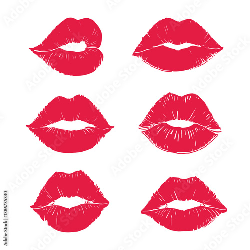 Lip Print Vector Set illustration