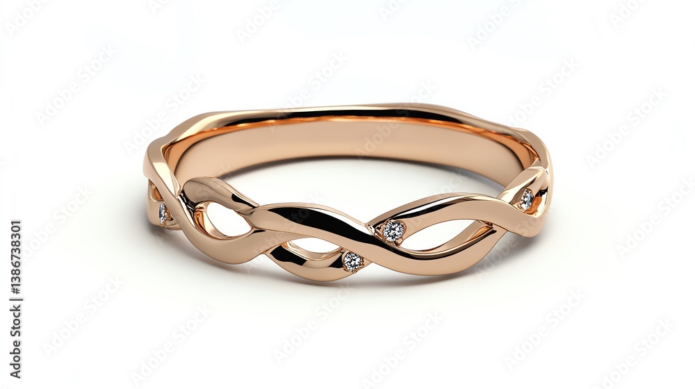 Twisted band ring in rose gold with intricate vine detailing Twisted band ring in rose gold with intricate vine detailing