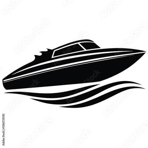 Speedboat on Waves Vector – Fast Marine Ride with Water Splash and Motion Effect