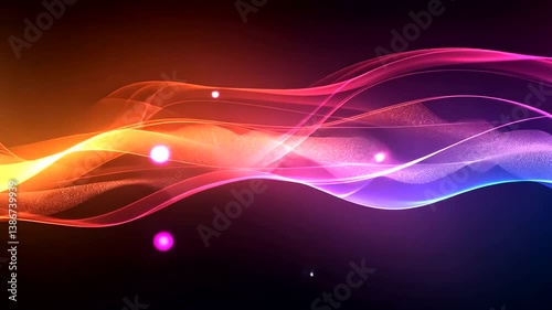 Abstract colorful wave patterns with glowing effects on a dark background