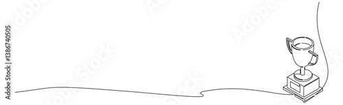 Trophy cup continuous line art drawing vector. Minimalist award symbol for success, achievement, competition, and victory. Ideal for sports, business, and excellence-themed designs.