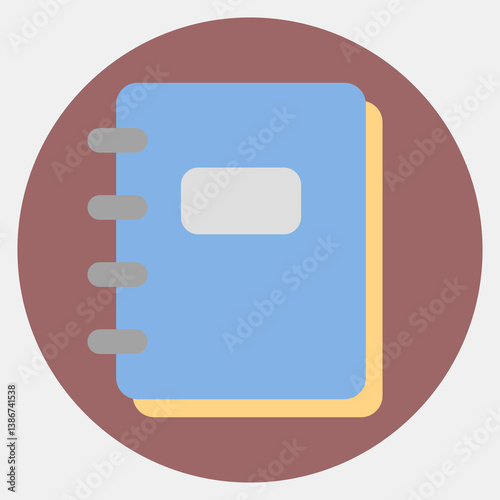 Icon note book. School and education elements. Icons in color mate style. Good for prints, posters, logo, advertisement, infographics, etc.