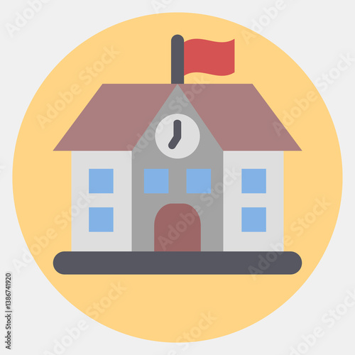 Icon school. School and education elements. Icons in color mate style. Good for prints, posters, logo, advertisement, infographics, etc.