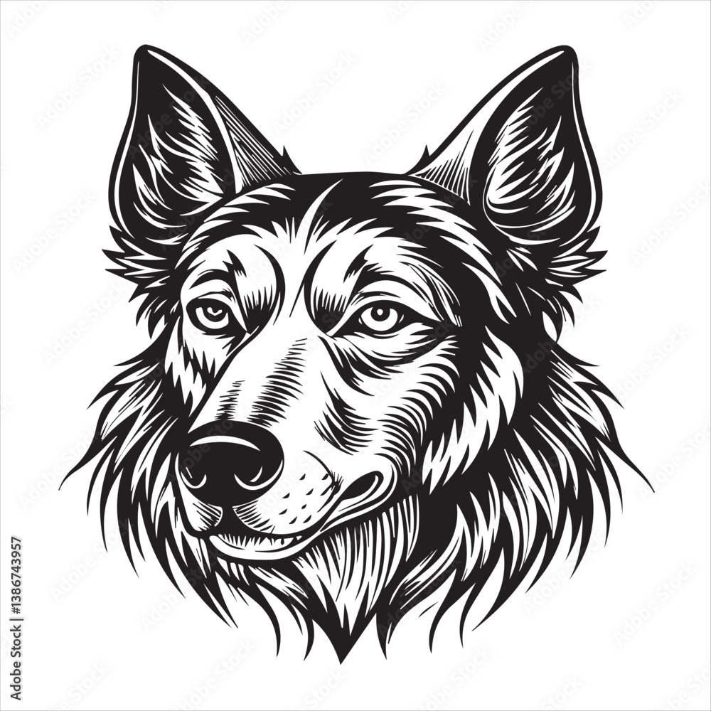 Fototapeta premium dog head silhouette vector style