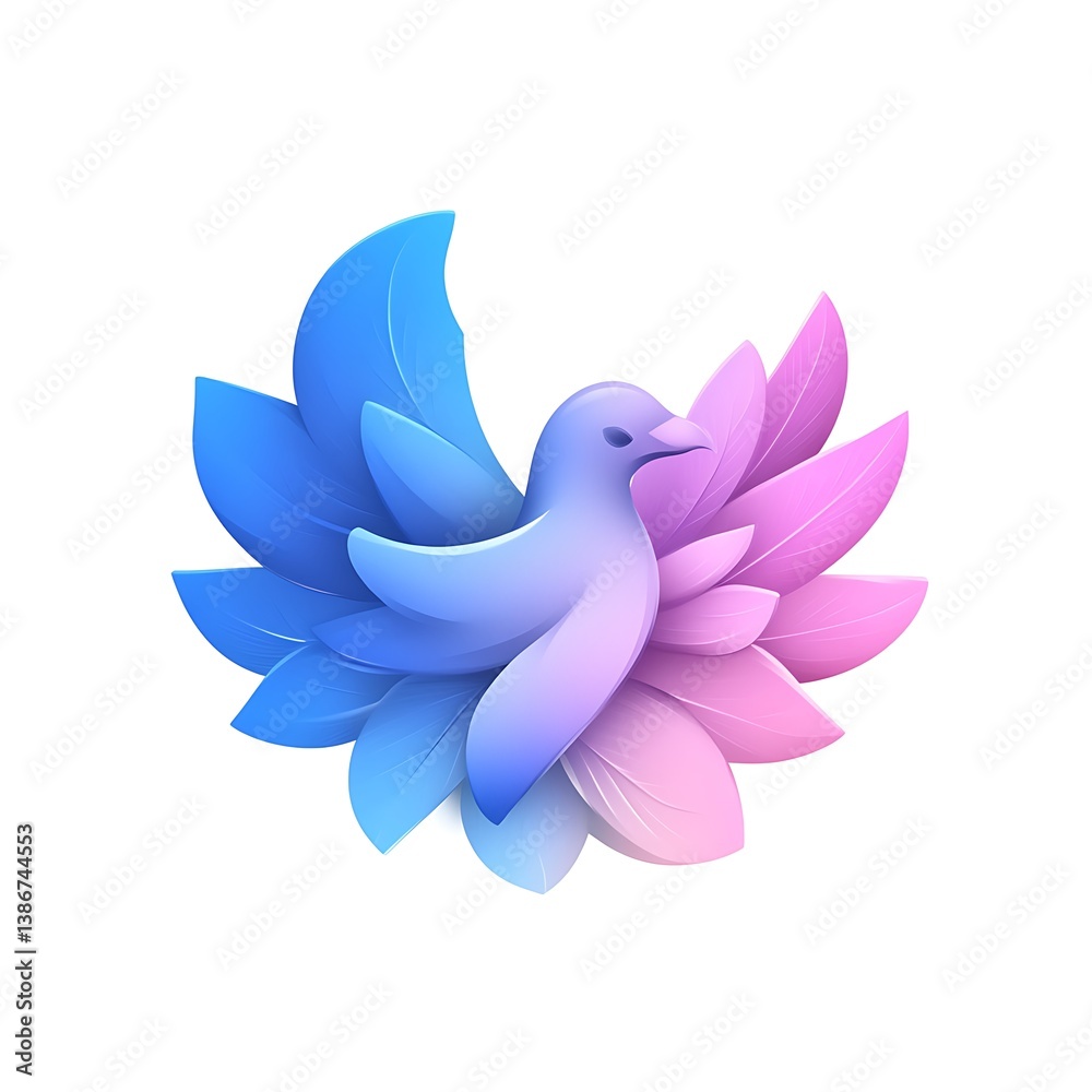 Fototapeta premium Colorful bird with leaf wings