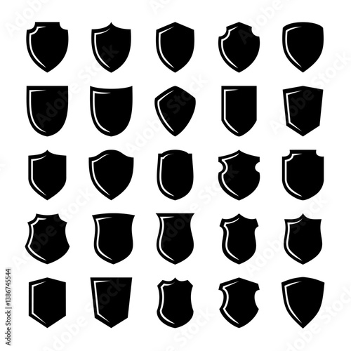 vector black shields icon collection