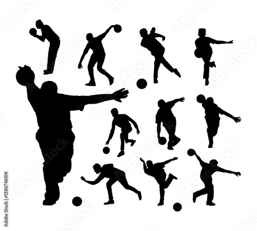 vector bowling sport player silhouette