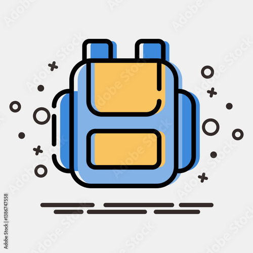 Icon bag. School and education elements. Icons in MBE style. Good for prints, posters, logo, advertisement, infographics, etc.