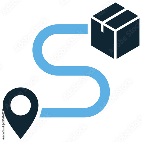 Delivery route icon vector. Symbol for logistics, tracking, path, journey, shipping, delivery. Ideal for website, app, map, and logistics service design. Simple modern vector illustration.