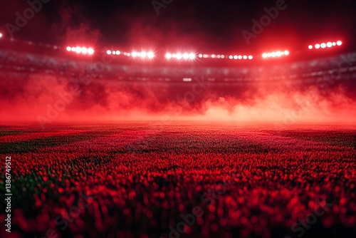 Obraz na płótnie soccer stadium with a background of red steam,
w salonie