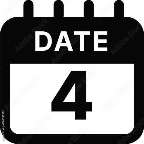 Date 4 calendar icon design vector illustration