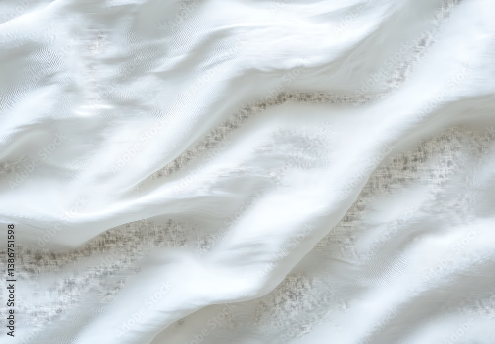 Fototapeta premium Soft White Fabric Texture with Gentle Flow and Natural Wrinkles