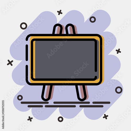 Icon black board. School and education elements. Icons in comic style. Good for prints, posters, logo, advertisement, infographics, etc.
