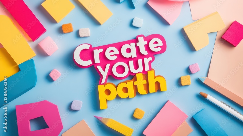 Colorful Paper Shapes with Create Your Path Text for Inspiration Colorful Paper Shapes with Create Your Path Text for Inspiration