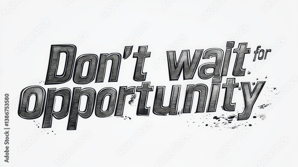 Fototapeta premium Don't Wait for Opportunity Inspirational Typography Design Image