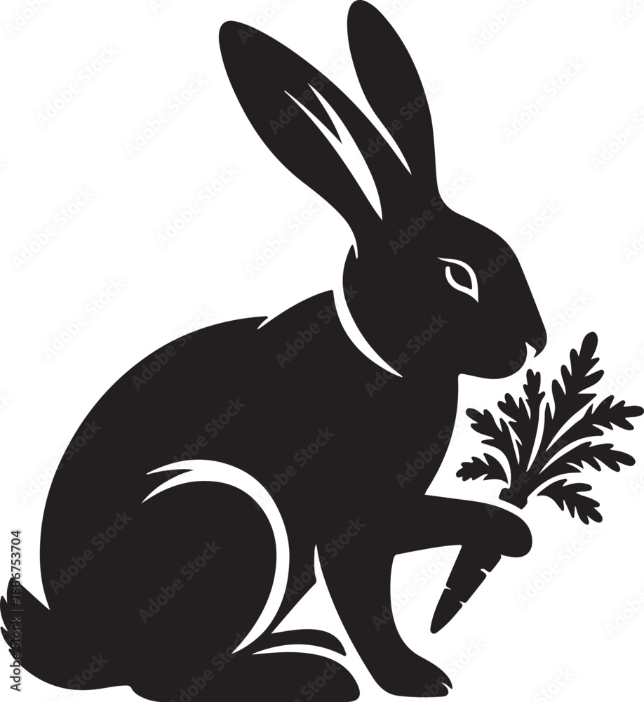 Obraz premium Rabbit black silhouette vector