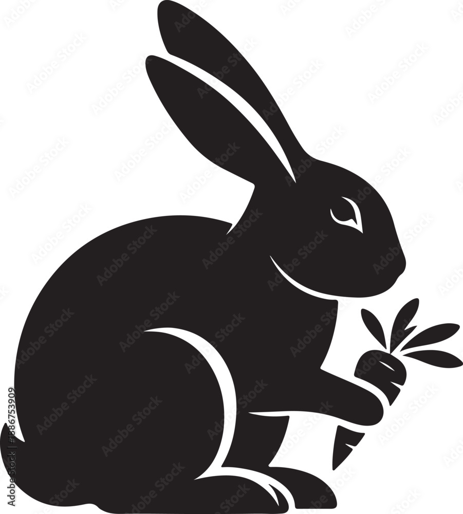 Obraz premium Rabbit black silhouette vector