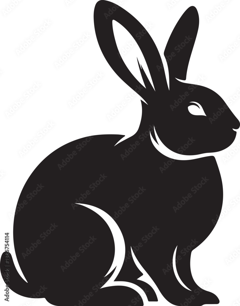 Obraz premium Rabbit black silhouette vector