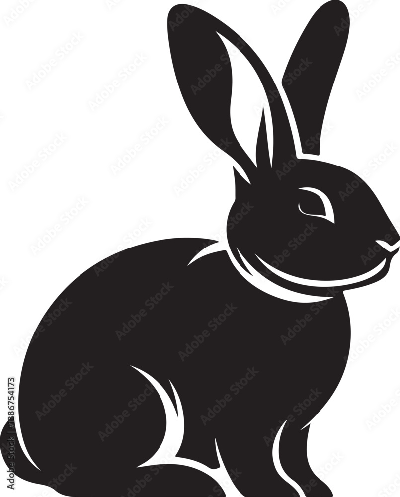 Obraz premium Rabbit black silhouette vector