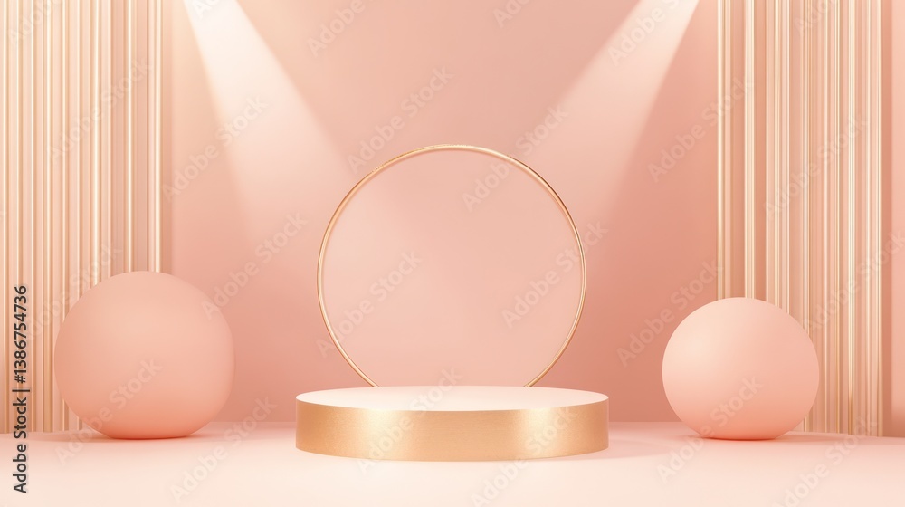 Fototapeta premium Minimalist pastel pink product display