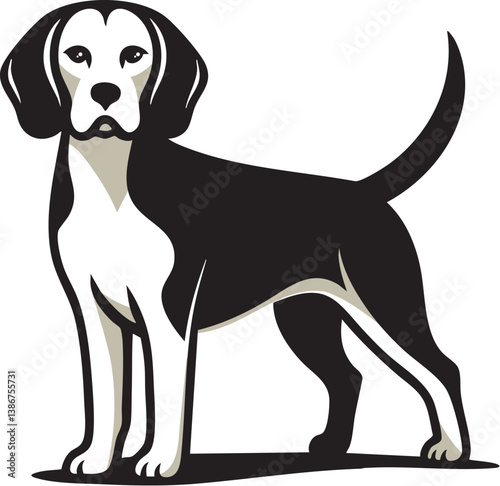 Beagle Dog in Stylized Line Art