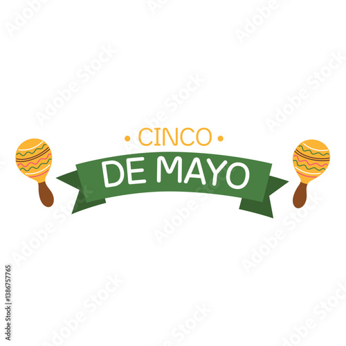cinco de mayo lettering with maracas