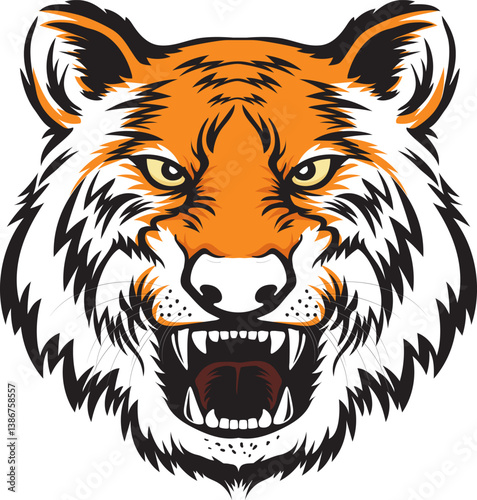 Tiger head , Angry fierce tiger head