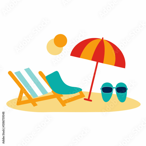 beach chair and umbrella