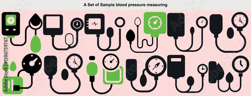 Blood Pressure Monitor Icon Set