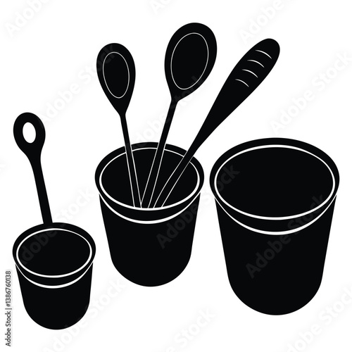 Measuring Cup and Spoon Vector – Kitchen Scale Tools for Cooking and Baking