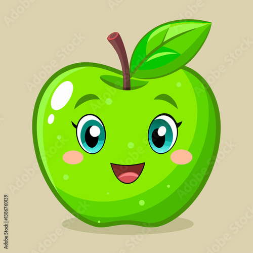 red apple with green leaf