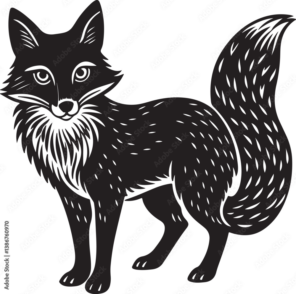 Obraz premium a stand black fox silhouette for t shirt design 