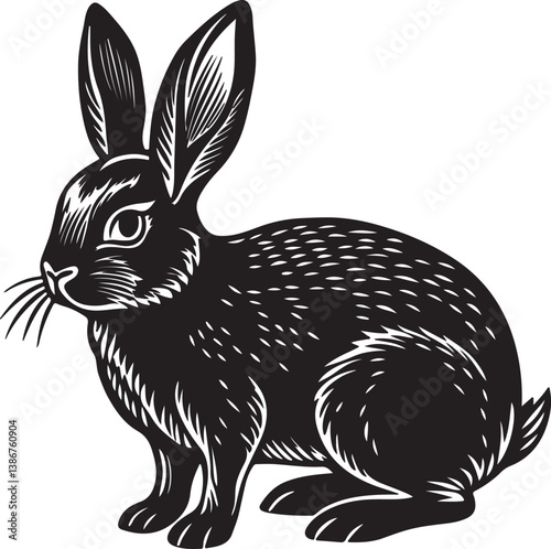 black rabbit silhouette for t shirt design 