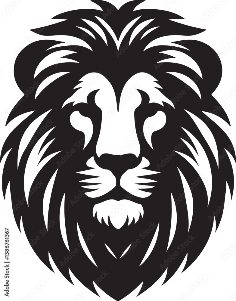Obraz premium Lion head black silhouette vector