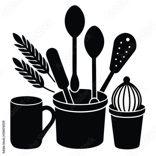 Measuring Cup and Spoon Vector – Kitchen Scale Tools for Cooking and Baking