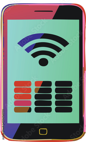 Mobile payment icon with a smartphone and a contactless payment symbol, representing digital finance