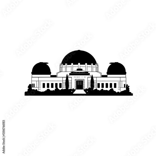Griffith Observatory Silhouette - Vector Illustration