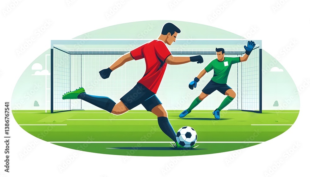 Fototapeta premium Illustration of Soccer Players in Action with Isolated White Background