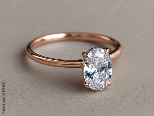 Obraz na płótnie Oval solitaire ring with a minimalist band hovering in a soft pink mist w salonie