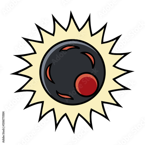 Cartoon Planet, Starburst, Cosmic Explosion, Red Spots, Space, Universe, Galaxy, Celestial Body, Ast