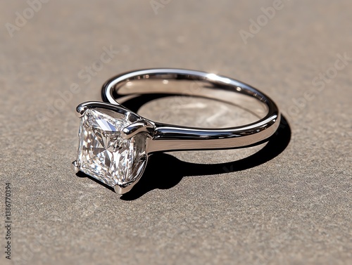 Obraz na płótnie Platinum solitaire ring with a floating princesscut diamond w salonie