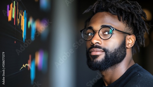 Focused Man Analyzing Charts.