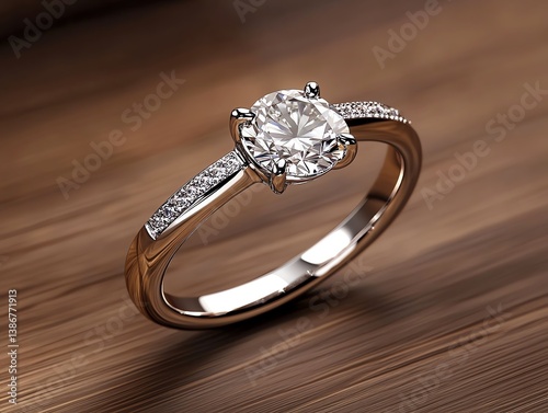 Obraz na płótnie Split shank engagement ring with a glittering oval diamond, set in an elegant studio light w salonie