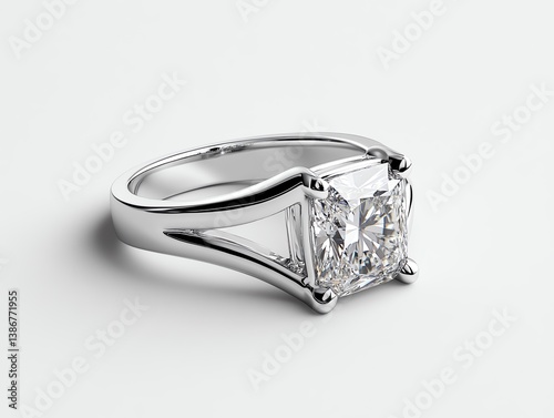 Obraz na płótnie Split shank ring with a radiant diamond displayed under a glass dome w salonie